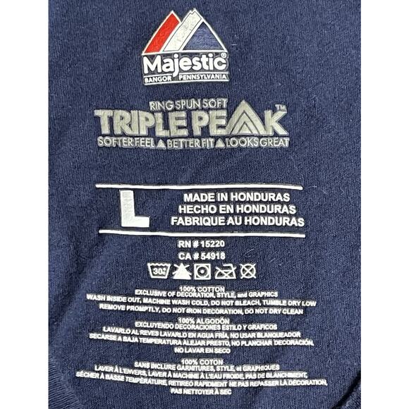 New York Yankees T Shirt Mens Large Slim Fit Navy Majestic MLB Baseball Team Tee - Picture 2 of 8